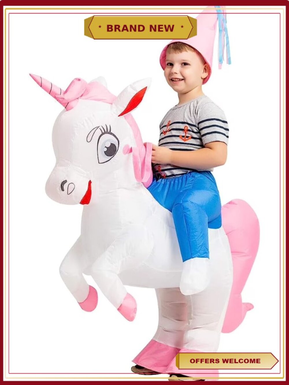 Kids Inflatable Unicorn Halloween Costume Blow Up Cosplay Party Outfit